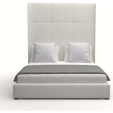 Nativa Interiors Moyra Simple Tufted Upholstered High 87 Inch California King Off White Bed