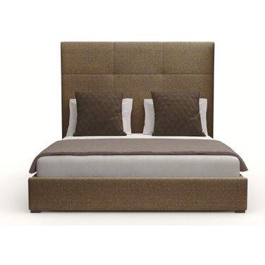 Nativa Interiors Moyra Simple Tufted Upholstered Medium 67 Inch King Brown Bed