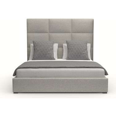 Nativa Interiors Moyra Square Tufted Upholstered Medium 67 Inch California King Grey Bed