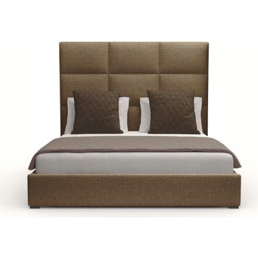 Nativa Interiors Moyra Square Tufted Upholstered Medium 67 Inch King Brown Bed