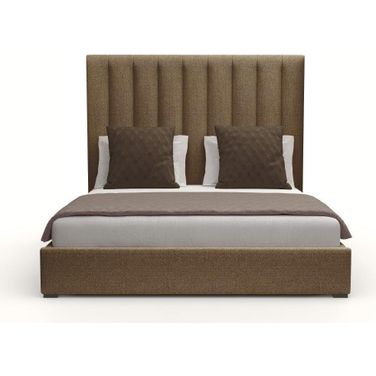 Nativa Interiors Moyra Vertical Channel Tufted Upholstered Medium 67 Inch King Brown Bed