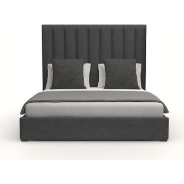 Nativa Interiors Moyra Vertical Channel Tufted Upholstered Medium 67 Inch King Charcoal Bed