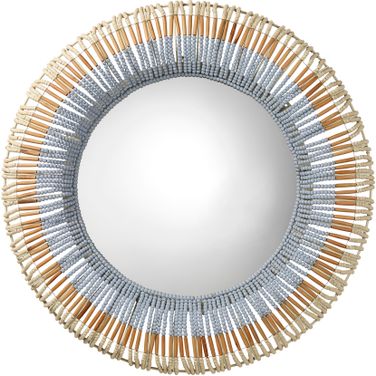 Native Beaded Round Mirror In Natural