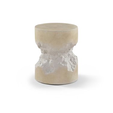 Naturae Concrete Indoor and Outdoor End Table In Beige