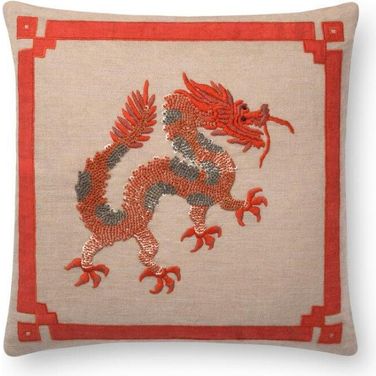 Loloi P0676 Natural and Rust 18" x 18" Cover Only Pillow