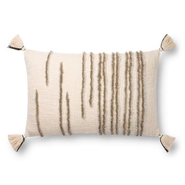 Loloi P0832 Natural and Stone 16" x 26" Cover w/Down Pillow