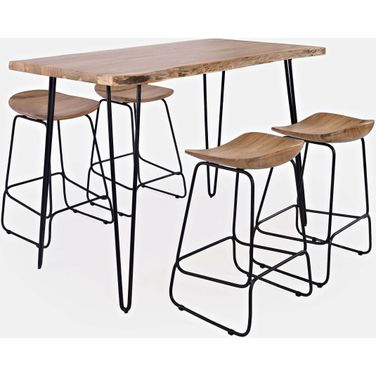 Nature'S Edge 52 Inch 5 Piece Counter Height Dining Set with Barstools In Natural