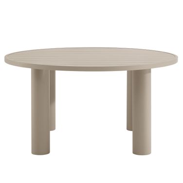 Nautica Outdoor Patio 60 Inch Round Aluminum Dining Table In Taupe
