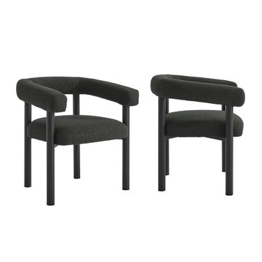Nautica Outdoor Patio Aluminum Dining Armchairs Set of 2 In Charcoal and Graphite