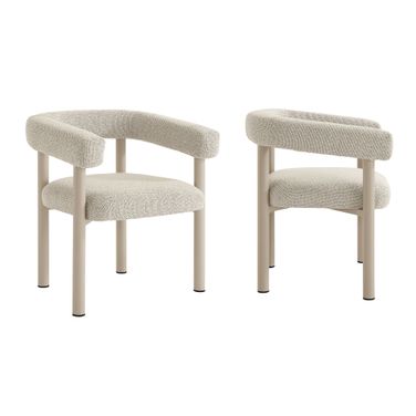 Nautica Outdoor Patio Aluminum Dining Armchairs Set of 2 In Ivory and Taupe