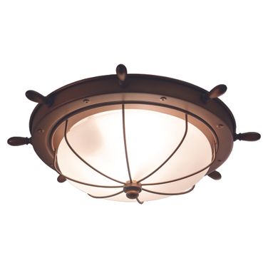 Nautical 15 Inch Outdoor Flush Mount Ceiling Light In Antique Red Copper