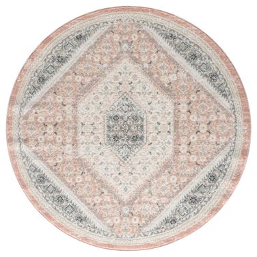 Nava Vinta Oriental Floral Medallion Indoor Area Rug In Cream and Blush