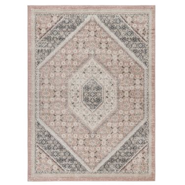 Nava Wello Oriental Floral Medallion Indoor Area Rug In Cream and Blush
