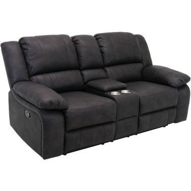 Navaro Reclining Console Loveseat In Black