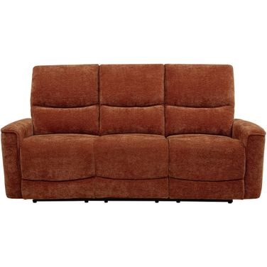 Navarro Chenille Upholstered Reclining Sofa In Burnt Orange