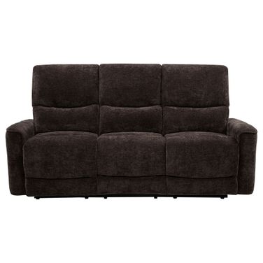 Navarro Chenille Upholstered Reclining Sofa In Dark Brown