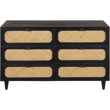 Navice 6 Drawer Dresser In Natural and Black
