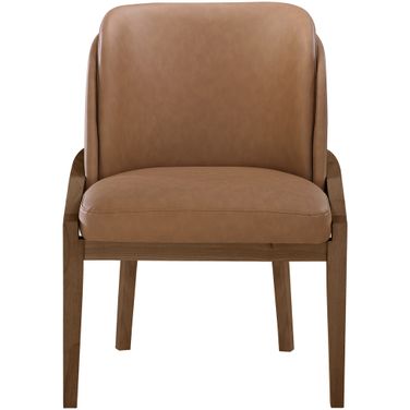 Navo Vegan Leather Upholstered Dining Chair In Brown and Stained Walnut