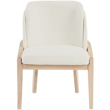 Navo Vegan Leather Upholstered Dining Chair In Cream and Stained Natural