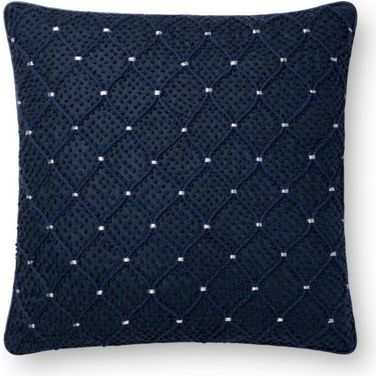 Loloi P0675 Navy and Silver 18" x 18" Cover w/Poly Pillow
