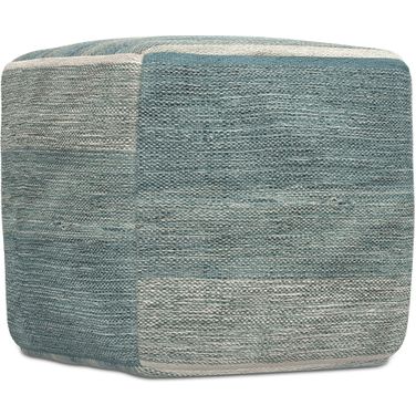 Naya Cotton Cube Pouf In Blue Melange