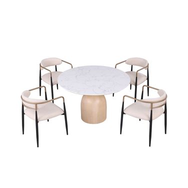 Neasden Dining Room Set In Natural/White/Black