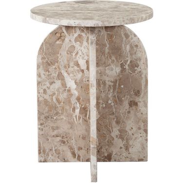 Nebula Round End Table In Genuine Marble Panther Beige Finish