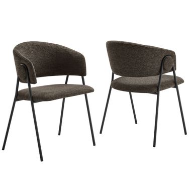 Nella Upholstered Heathered Chenille Dining Chairs Set of 2 In Java and Black