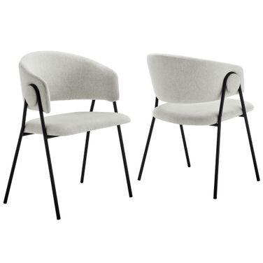 Nella Upholstered Heathered Chenille Dining Chairs Set of 2 In Newsprint and Black