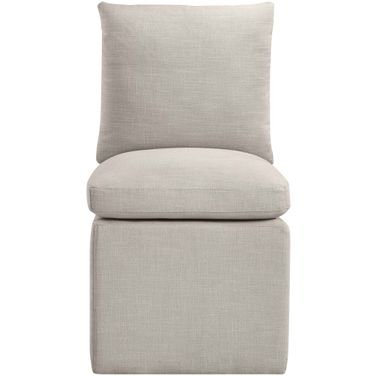 Nelori Linen Textured Performance Fabric Upholstered Dining Chair Set of 2 In Beige