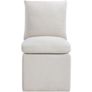 Nelori Linen Textured Performance Fabric Upholstered Dining Chair Set of 2 In Cream
