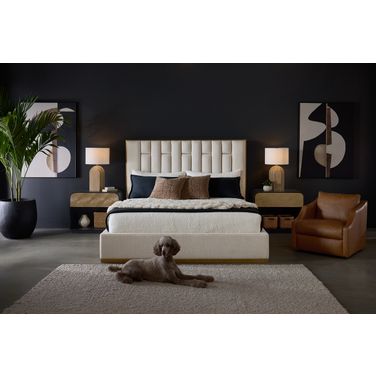 Nemu Platform Bedroom Set In Rhea Light Barley
