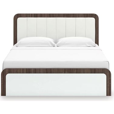 Nendalane King Upholstered Bed In White and Brown