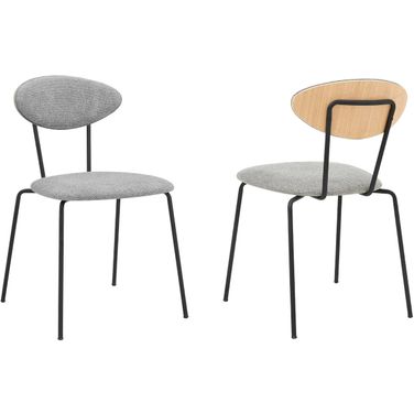 Neo Modern Gray Fabric and Black Metal Dining Room Chair Set of 2