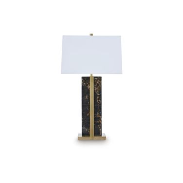 Neonish Marble Table Lamp In Black and Gold