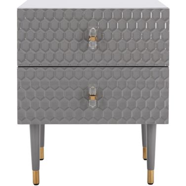 Neptune 2 Drawer Side Table In Grey
