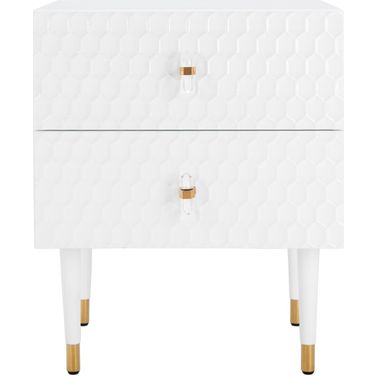 Neptune 2 Drawer Side Table In White