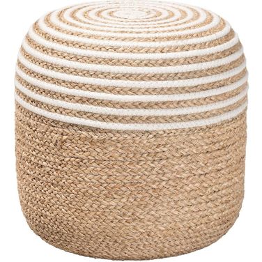 Nequiel Seagrass and Woven Rope Ottoman Footstool In Natural Brown