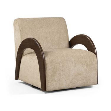 Neria Chenille Fabric Upholstered Swivel Accent Chair In Beige