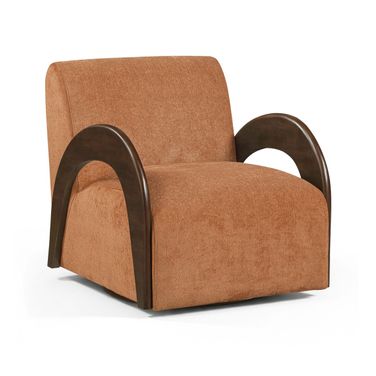 Neria Chenille Fabric Upholstered Swivel Accent Chair In Cognac