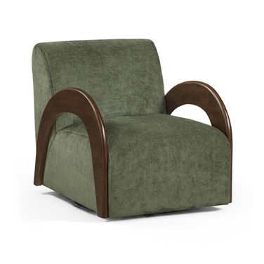 Neria Chenille Fabric Upholstered Swivel Accent Chair In Green