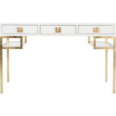 Neria Writing Desk In White And Gold