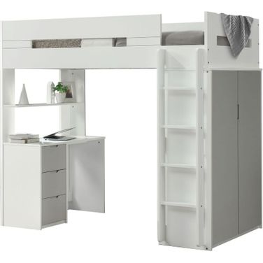 Nerice White and Gray Loft Bed