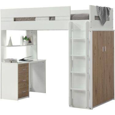 Nerice White and Oak Loft Bed