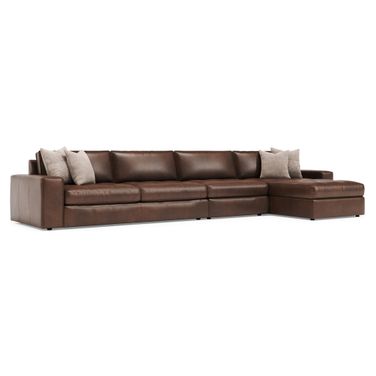 Nest 3-Piece Leather Sectional In Brown
