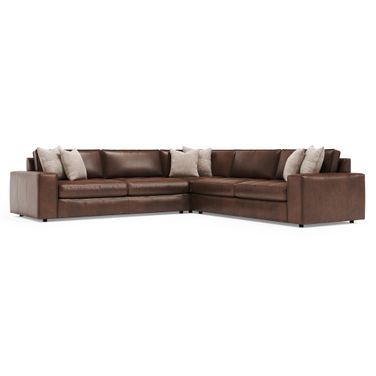 Nest 3-Piece Leather Sectional In Brown