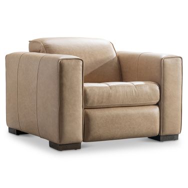 Nest Leather Power Motion Chair In White and Cream