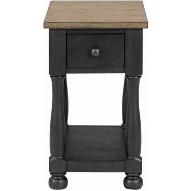 Neue Mills Chairside Table In Weathered Black and Brown