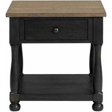 Neue Mills End Table In Weathered Black and Brown