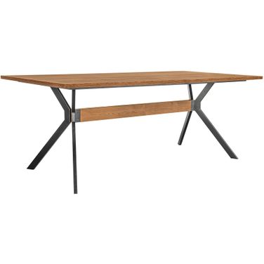 Nevada Rustic Oak Wood Trestle Base Dining Table In Balsamico